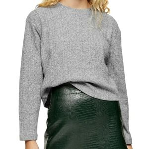 TOPSHOP Gray Split Back Cut and Sew Sweater
